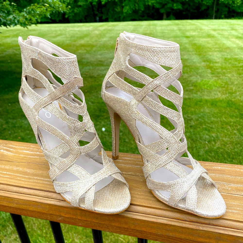 Aldo Gold Peep Toe Heels